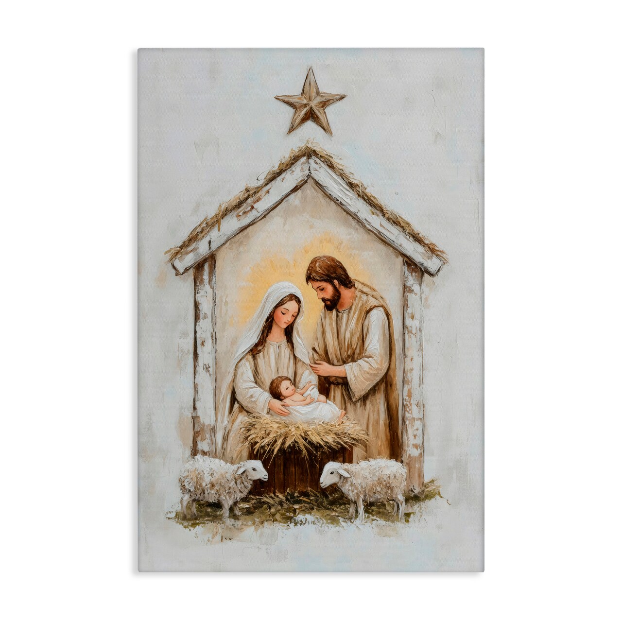 Stupell Industries Little Lambs & Nativity Canvas, design by Petal Prints Design